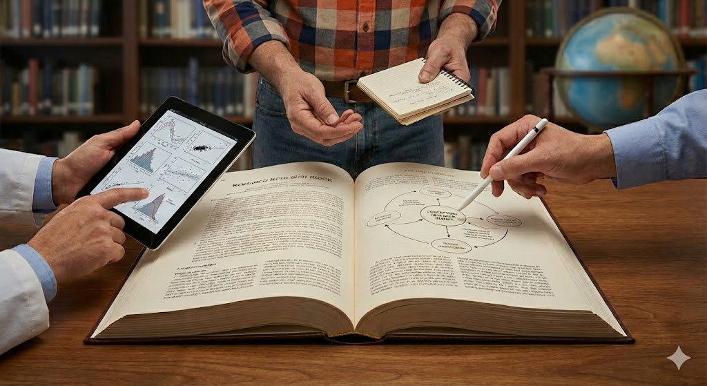 Collaborating researchers bring together diverse tools and expertise to achieve the high level of rigor required for top-tier publications.